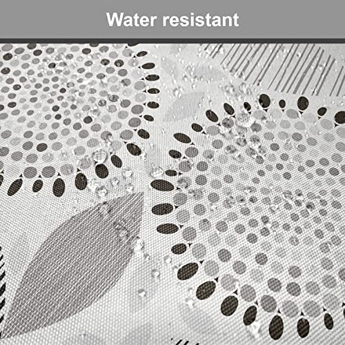 Lunarable Sketch Chair Seating Cushion Set Of 6, Grayscale Pattern Of Round Abstract Flowers With Striped Leaf Nature, Seat Pads For Office With Anti-Slip Backing, 16"X16", Pale Grey White #TOP5