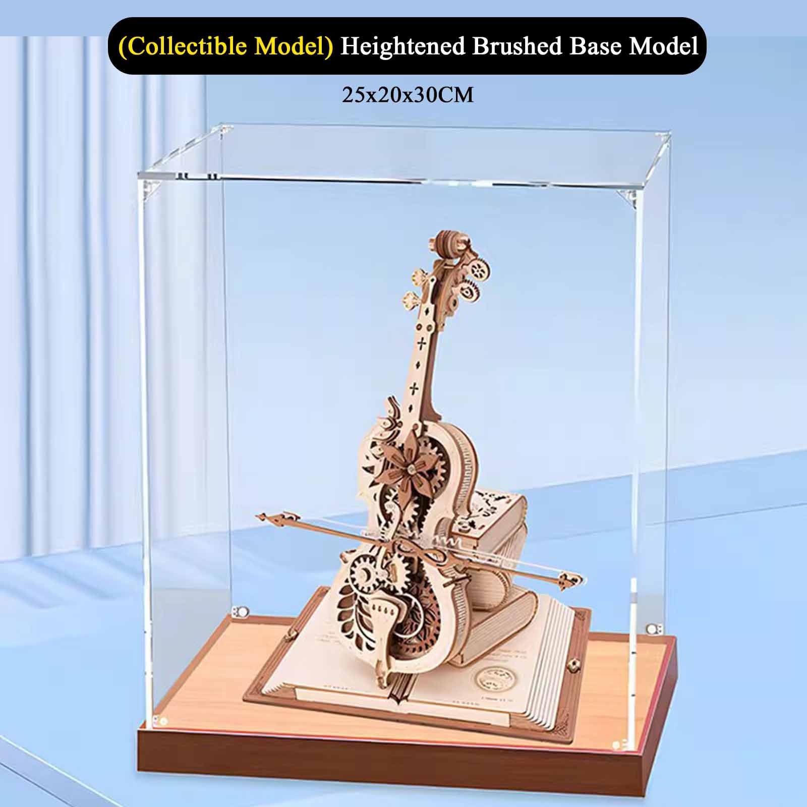 Akrylowa witryna, pyłoszczelna witryna prezentacyjna na drewniane puzzle 3D, wiolonczela, pozytywka, zestaw modeli klocków, tylko pudełko ekspozycyjne, 3 mm