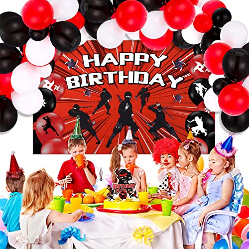 83 Pieces Ninja Themed Birthday Party Supplies Ninja Party Favors Decorations Warrior Birthday Banner Ninja Birthday Backdrop Colorful Latex Balloons And Warrior Cake Toppers For Boys Teens Birthday #TOP1