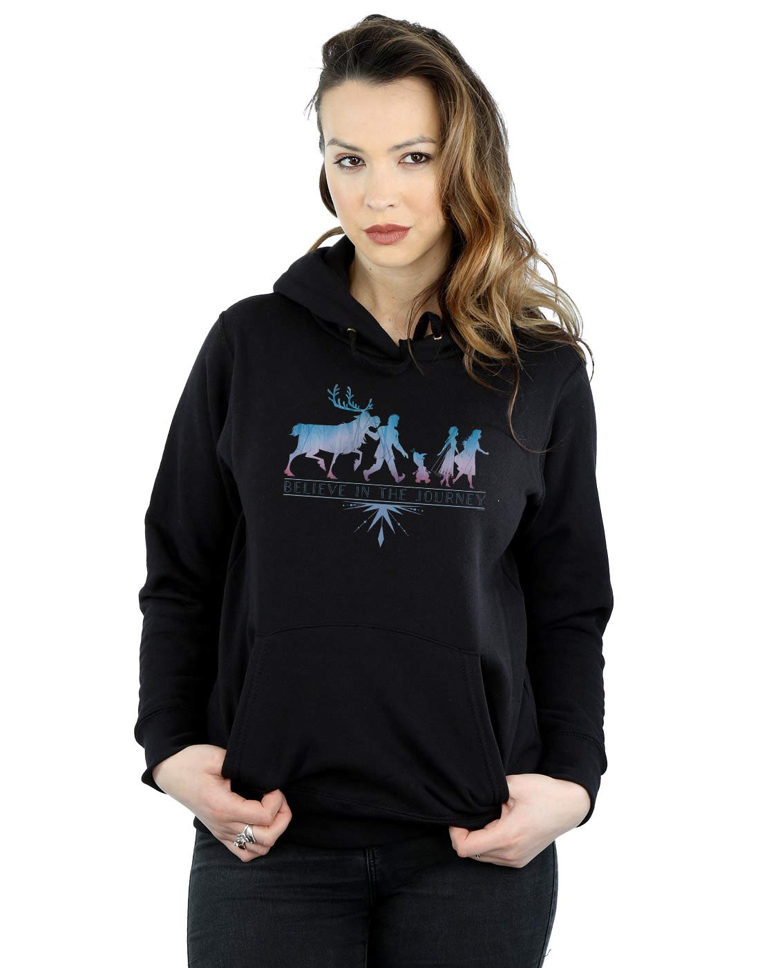 Absolute Cult Women's Black Disney Frozen 2 Believe In The Journey Silhouette Hoodie Medium