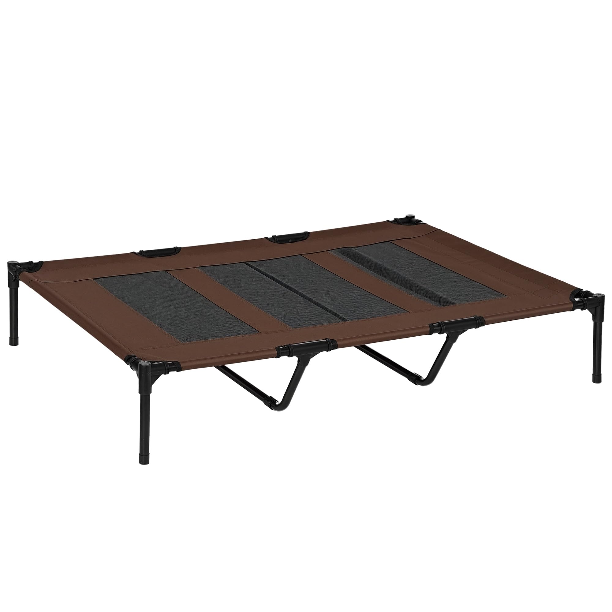 PawHut Raised Dog Bed Cooling Elevated Pet Cot XX Large Brown 122x92x23cm | Breathable Mesh, Non-slip, Lightweight & Portable, for Indoor Camping Beach Travel Outdoor Use