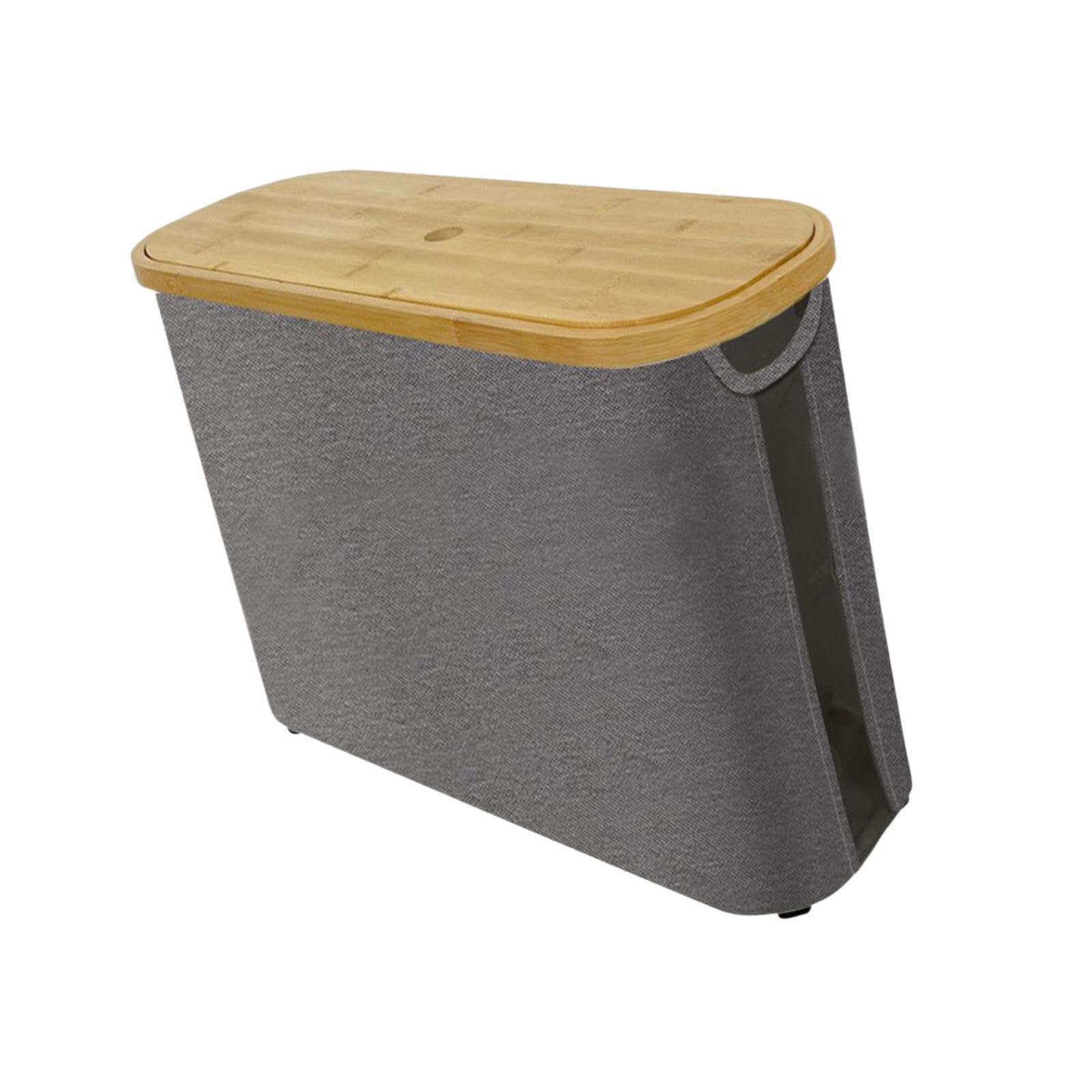 PIXZCSA Toilet Paper Storage Basket Bamboo Lid Tissue Box Securing Essentials In Any Bathroom Setting Transform Bathroom Toilet Paper Basket. Large Organizer, grey, 45x15x35cm