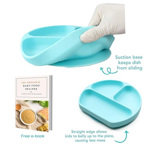 Miniatura 6 de Baby Dröm - Platos de succión para bebés niños pequeños manteles individuales de silicona para niños que se adhieren a las bandejas de silla alta y