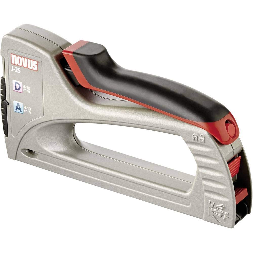 Novus Graffatrice manuale J-25 - Spillatrice professionale piccola in metallo con sistema di caricamento dal basso, sblocco di sicurezza per graffe da 4-10 mm