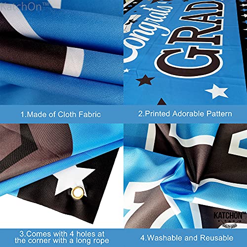 Image of KatchOn, XtraLarge Congrats Grad Banner - 72x44 Inch, Graduation Banner | Congratulations Backdrop | Blue and Black Congrats Grad Decoration | Graduation Decorations 2026