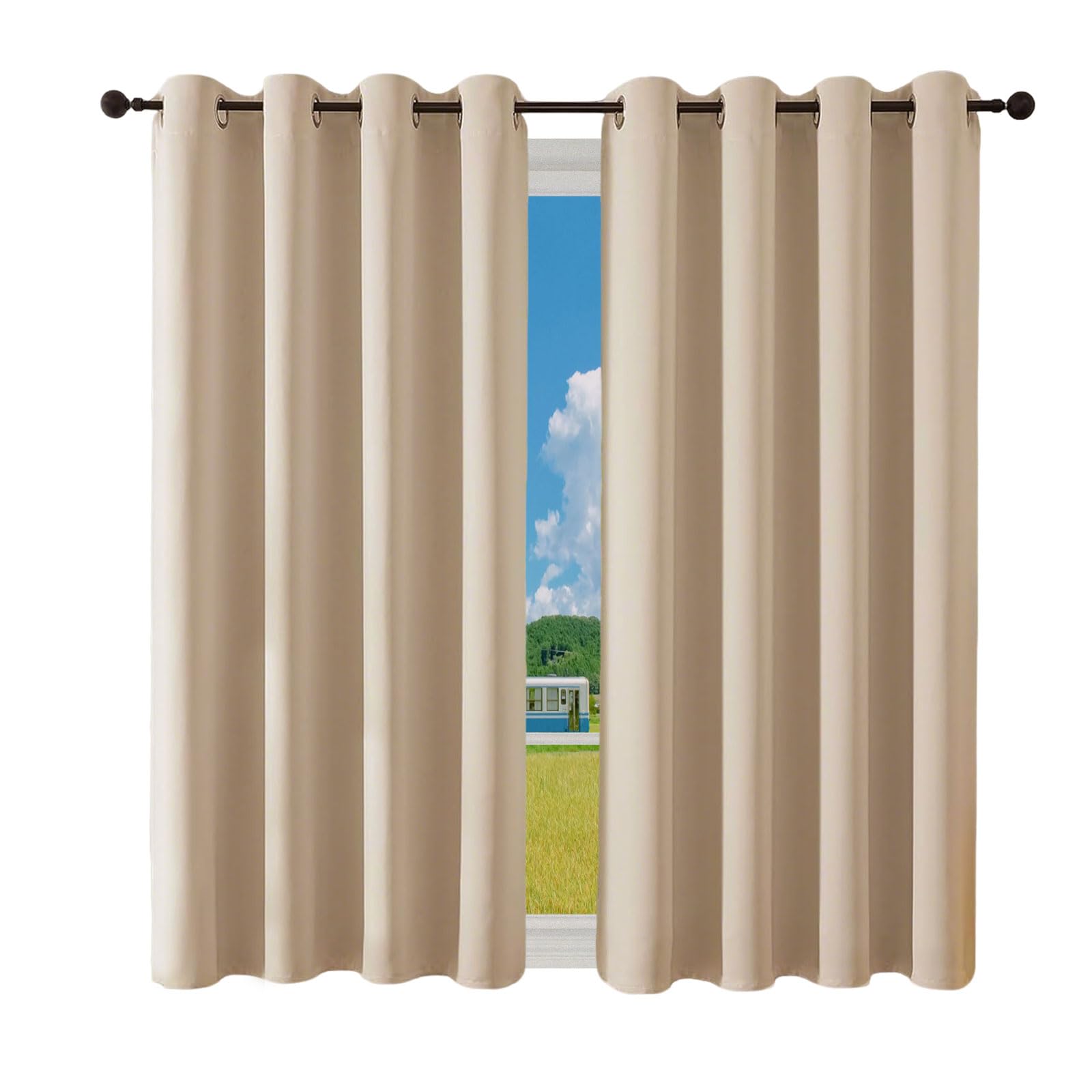Rideau occultant thermique 120 x 230 cm rideaux fenêtre opaques crème