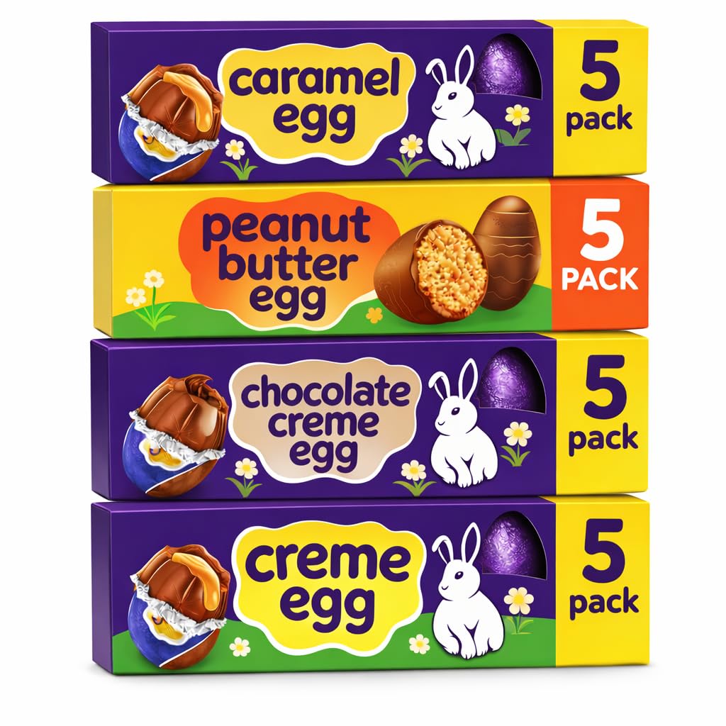 Easter Candy Chocolate Egg Variety Pack – 20 Count Assorted Eggs Peanut Butter, Creme, Chocolate Creme & Caramel – Easter Basket Stuffers Holiday Candy Gift Box