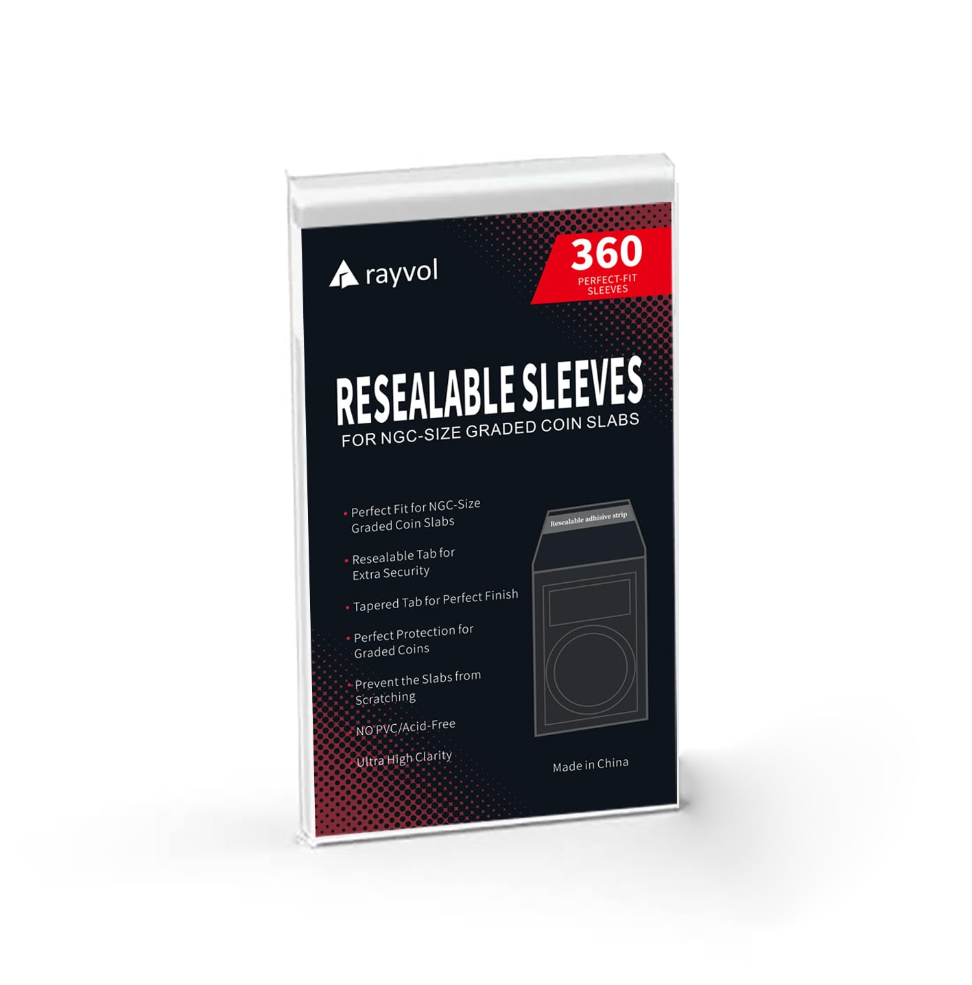 Rayvol Resealable Bags for NGC Coins – Durable, Clear Coin Holders for Safe Storage & Organization – Perfect for Collectors and Dealer (360 Count)