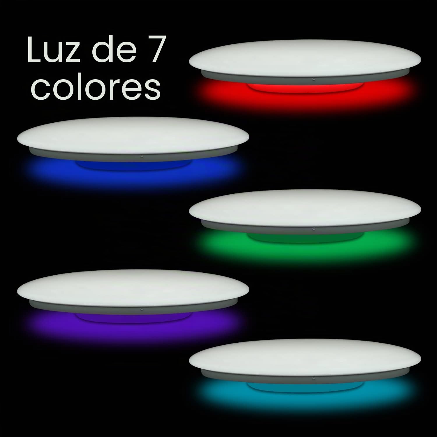 48W Φ50cm Plafón Led Lampara Techo Led Compatible Con WIFI Amazon Alexa Google Assinstant y Con Bluetooth Altavoz y Mando Luz Musica Regulable Cambia De Color Para Dormitorio Salon