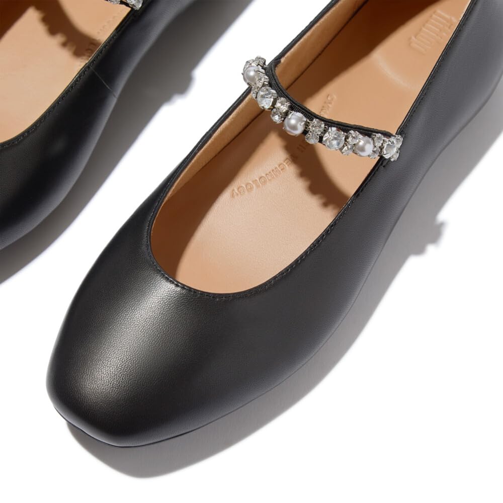 Fitflop Delicato Pearls-And-Crystal Leather Ballet Flats BallerineDonna