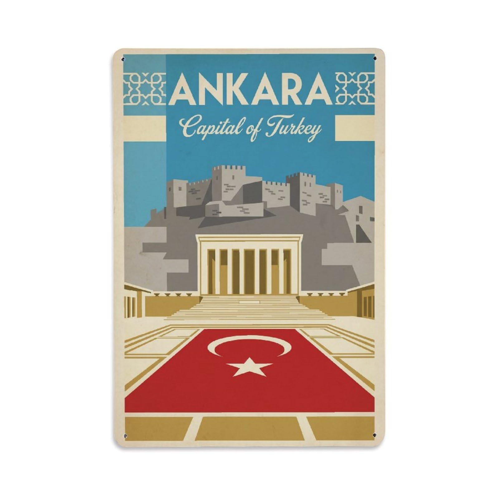 Gead 8X12inch Style Turkey Ankara Vintage Travel Metal Tin Sign