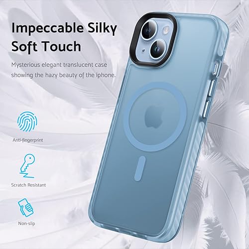 Miniatura 4 de DASFOND Funda magnética diseñada para iPhone 15, compatible con Magsafe, protección contra caídas de grado militar con tira a prueba de golpes,