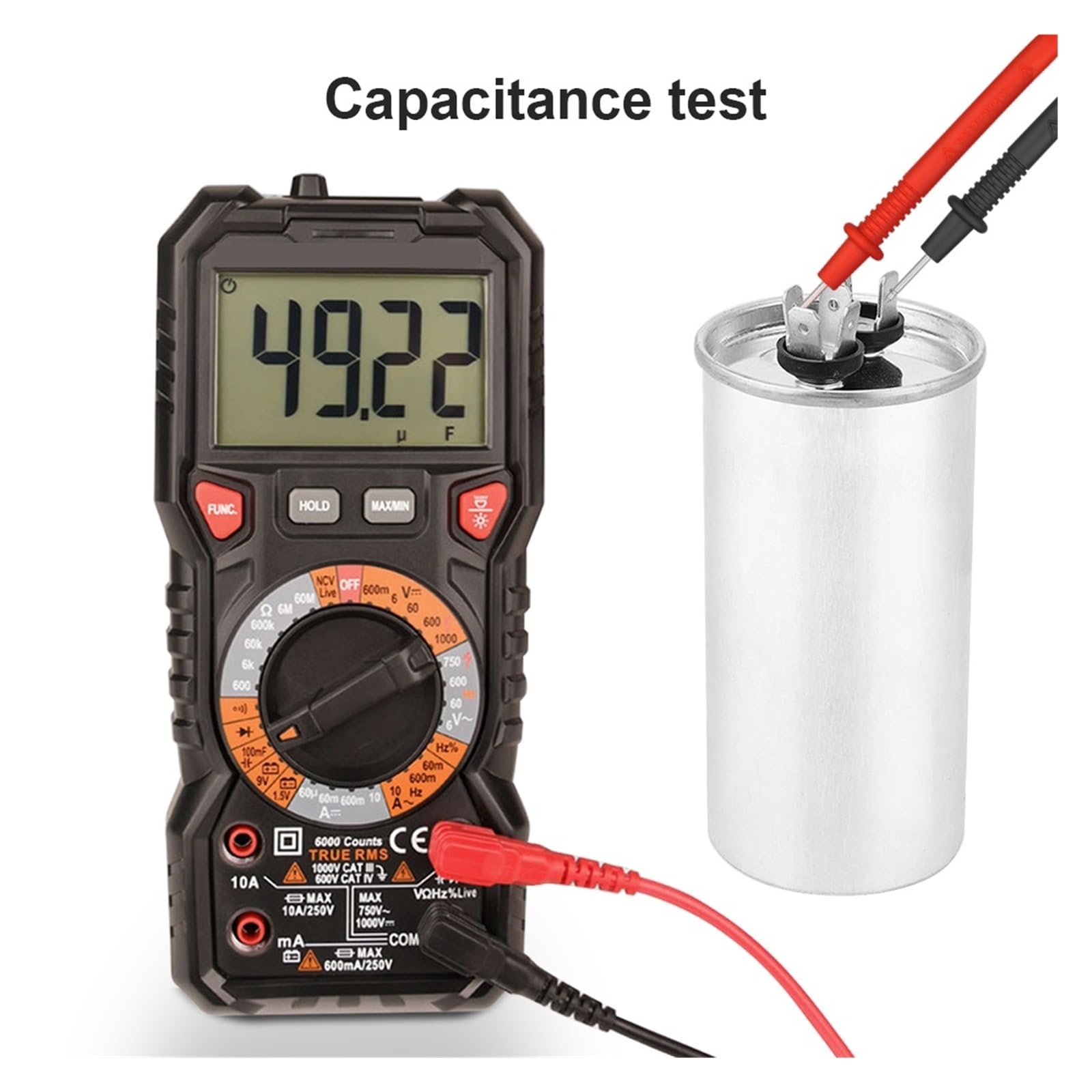 Multimetr Cyfrowy 20000 Zlicza True NCV Multimetry Tester Próbnik Elektroniczny Voltimetro Miernik Pojemności Szybko Dokładnie Łatwy Odczyt(118A)
