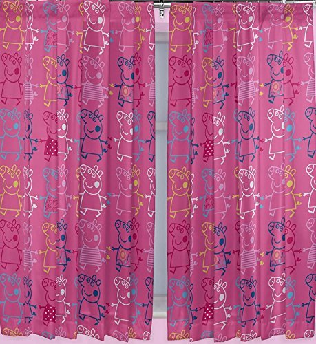 Peppa Rocks - Peppa Pig Curtains in Pink, Blue, Yellow 54 inch drop