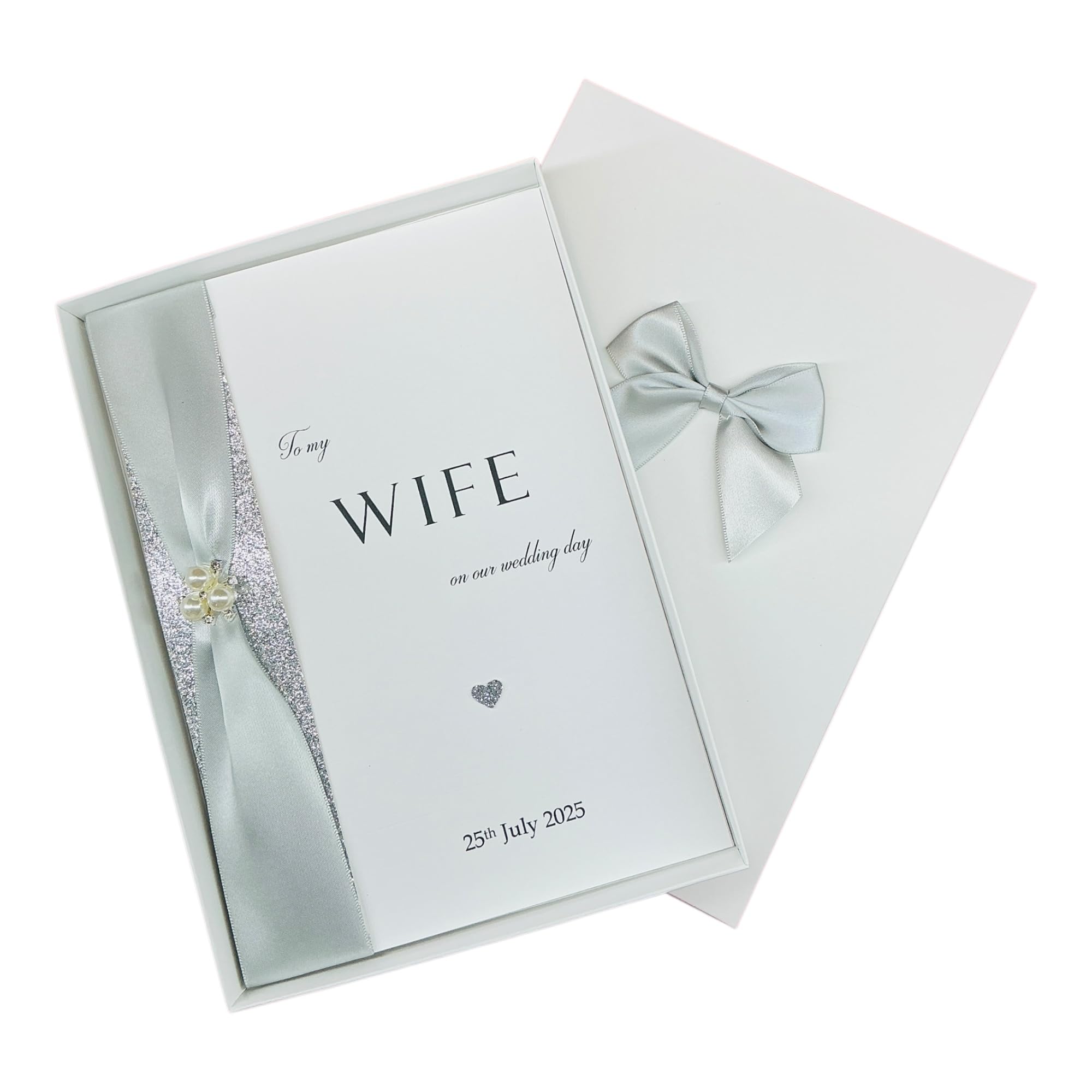 To My Wife On Our Wedding Day Card - Personalised Luxury Greeting Card Invitation Gift - A5 Card - 20 Colours to Choose - Various Wedding Roles To Select (Wife)