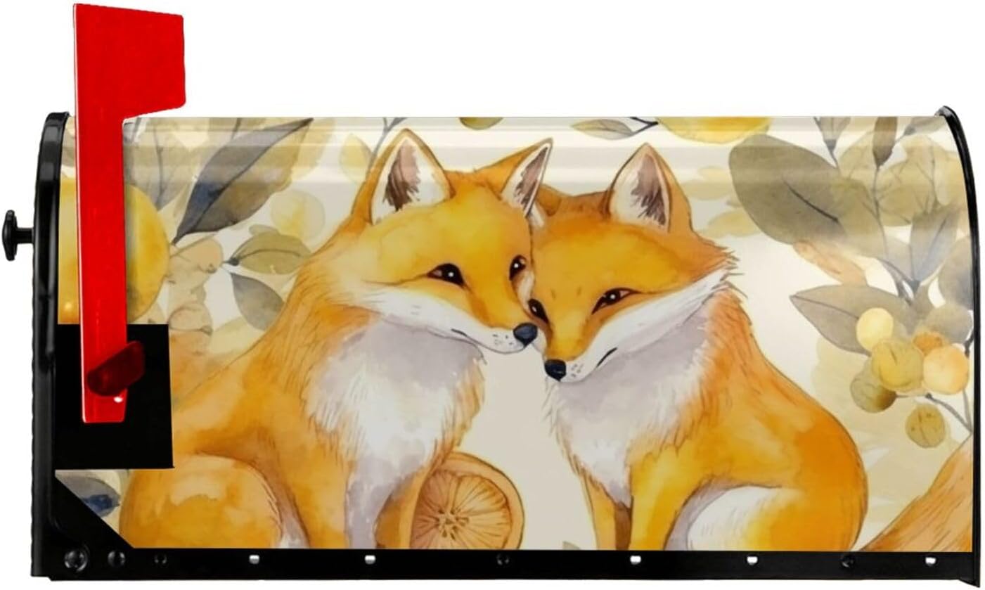 Mailbox Cover Mailbox Wraps Post Letter Box Cover Yellow Watercolor Leaves Mailbox Post Cover for Garden Yard Decor 25.5x21 in, White, B54N5H4JHGHI