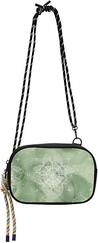 Green Vintage Flowers Womens Purses Crossbody Men Beauty with Credit Card Slots Handbags Walk dog bolsos negros para mujeres