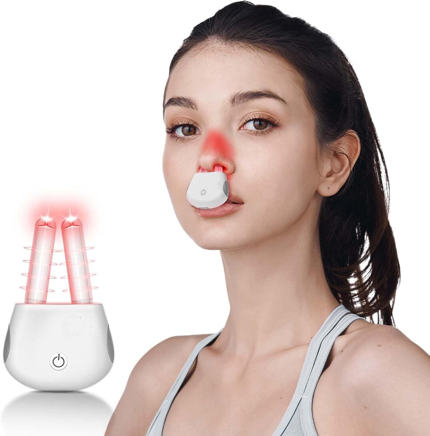 Dispositivo de Fototerapia Nasal con Luz Roja – Alivio Natural para la Congestión Nasal, Inalámbrico y Recargable