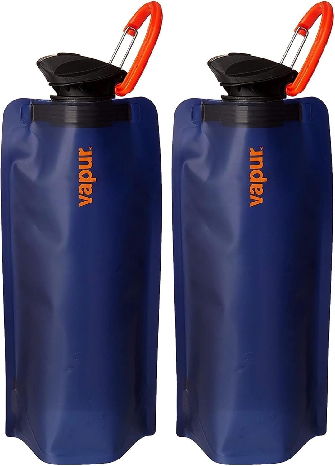 Vapur - Eclipse (2-Pack) 1.0L BPA Free Foldable Flexible Water Bottle w/Carabiner (Night Blue)