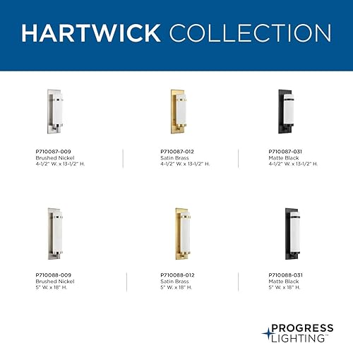 Miniatura 14 de Progress Lighting Hartwick Collection - Aplique de pared de una sola luz de latón satinado, 18.00x5.00x5.00
