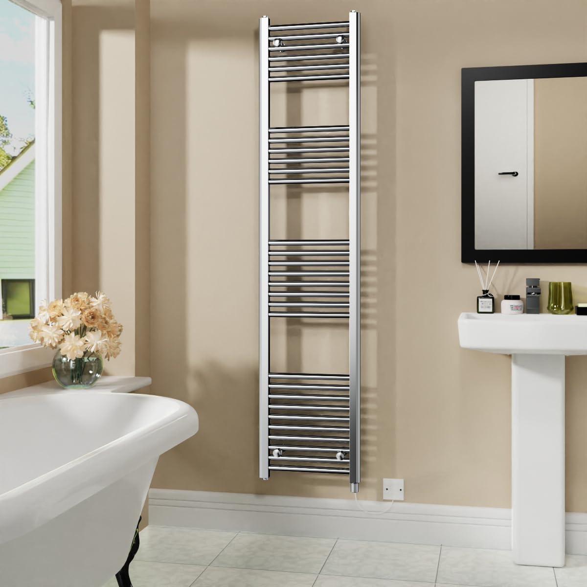 Warmehaus 800W Electric Heated Towel Rail Radiator Chrome - 1800x400mm