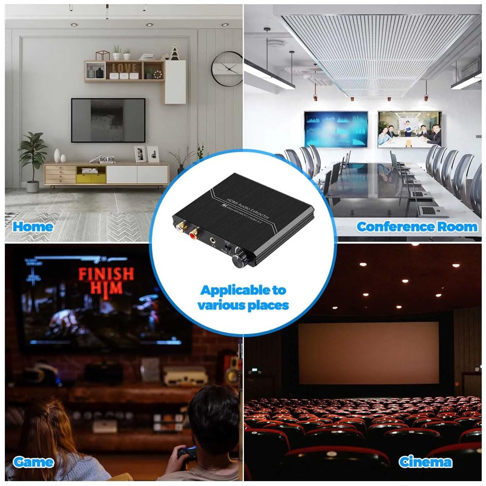 4K 60Hz HDMI 2.0 Audio Extractor óptico Toslink SPDIF 5.1CH R/L 4K HDMI A SPDIF R/L 3.5 mm 18GPBS HDCP 2.2 Con control de volumen