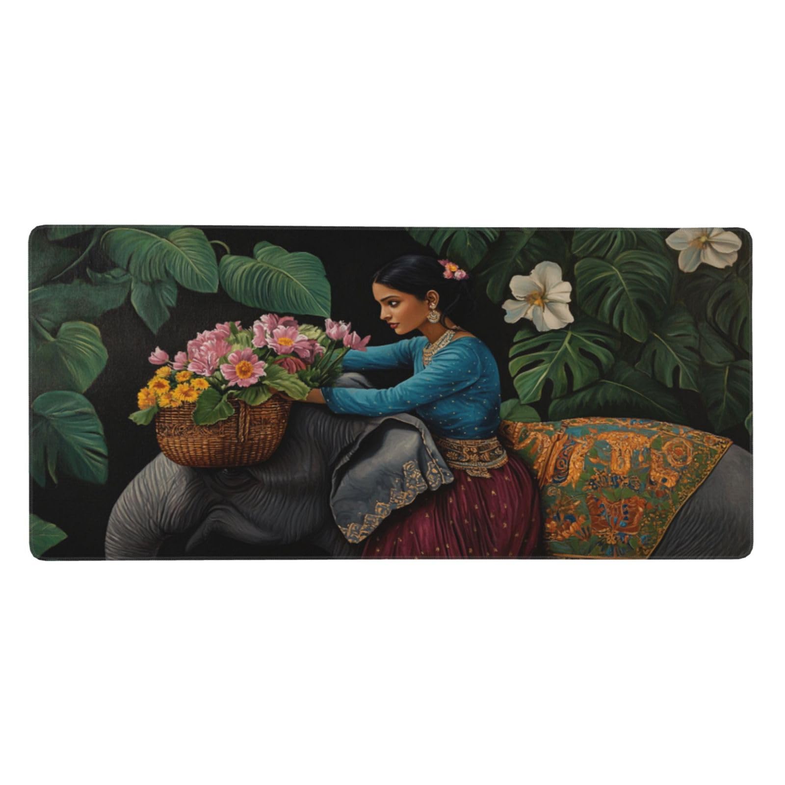 Ragazza Tappetino Mouse Gaming, 100X50CM Large Mouse Pad Elefante Tappetino Scrivania con Base in Gomma Antiscivolo, 1000X500 MM XXL Mousepad Gaming Accessori per Home Ufficio Decor, Regalo Donna -757