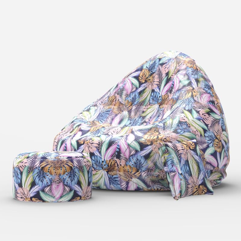 Image of BiggieBean Bag 6XL with Beans Filled - Full Printed Bean Bag Sofa with Cushion Footrest - Official : Oreka Home Bean Bag - Comfort Level : Advanced - (Theme : Ethereal Auras)