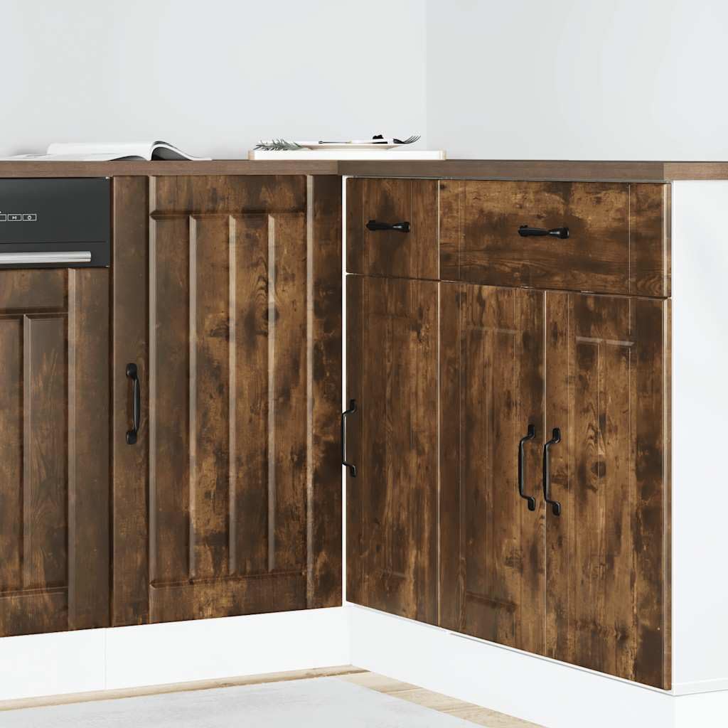 Lucca - Mobiletto da cucina in legno di rovere affumicato, con piedini regolabili, 86 x 46 x 81,5 cm, spazio e porta per cucina, sala da pranzo, credenza stabile, credenza