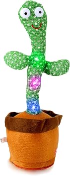 Dancing Talking Cactus Baby Toys, Singing Mimicking Recording Repeating What You Say, Electronic Light Up Plush Toy with 120 English Songs, Green