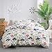RORA 2 Pieces Dinosaur Cartoon Duvet Cover Set for Boys Girls Teens Adults, Kids Duvet Cover Sets Reversible Zipper Closure White Bedding Set, Twin