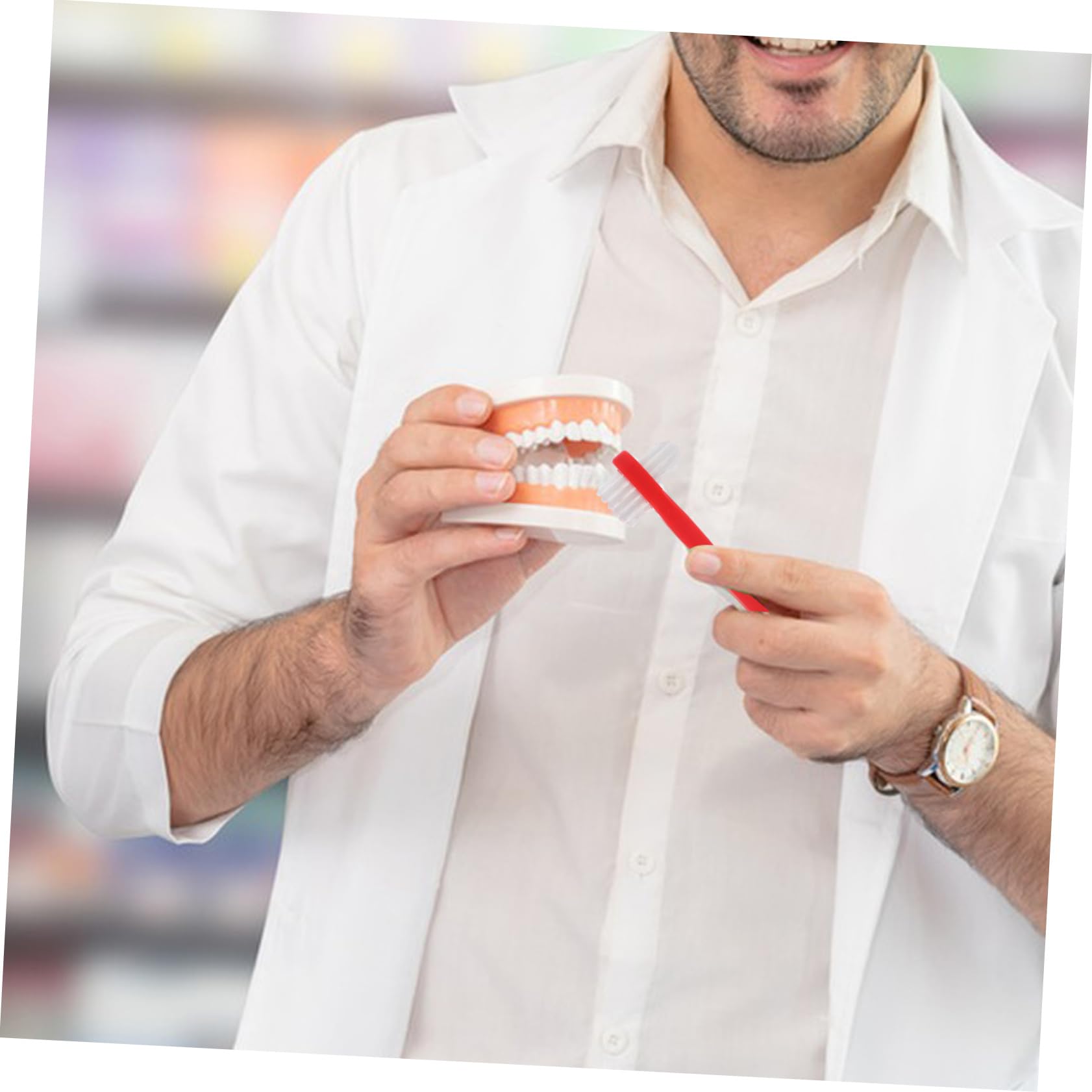 SHERCHPRY 5 Set Spazzola Per La Pulizia Della Protesi Adulti Spazzolino Da Viaggio Ditta Setola Piccolo Spazzolino Da Denti Spazzolino Morbido Portatile Nylon Rosso 4 Pezzi*5
