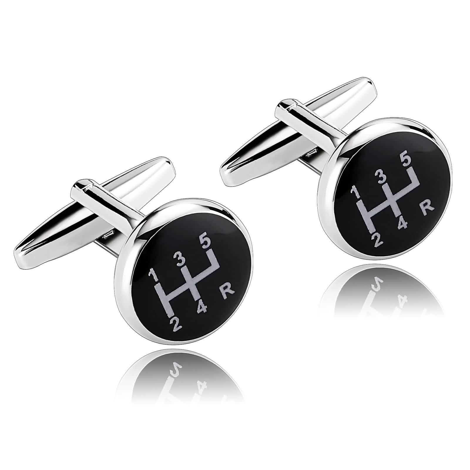 Whoiy Gemelos Novio Boda Personalizados, Gemelos Hombre Acero Negro Redondo para Hombres Camisa de Vestir Free Engrave