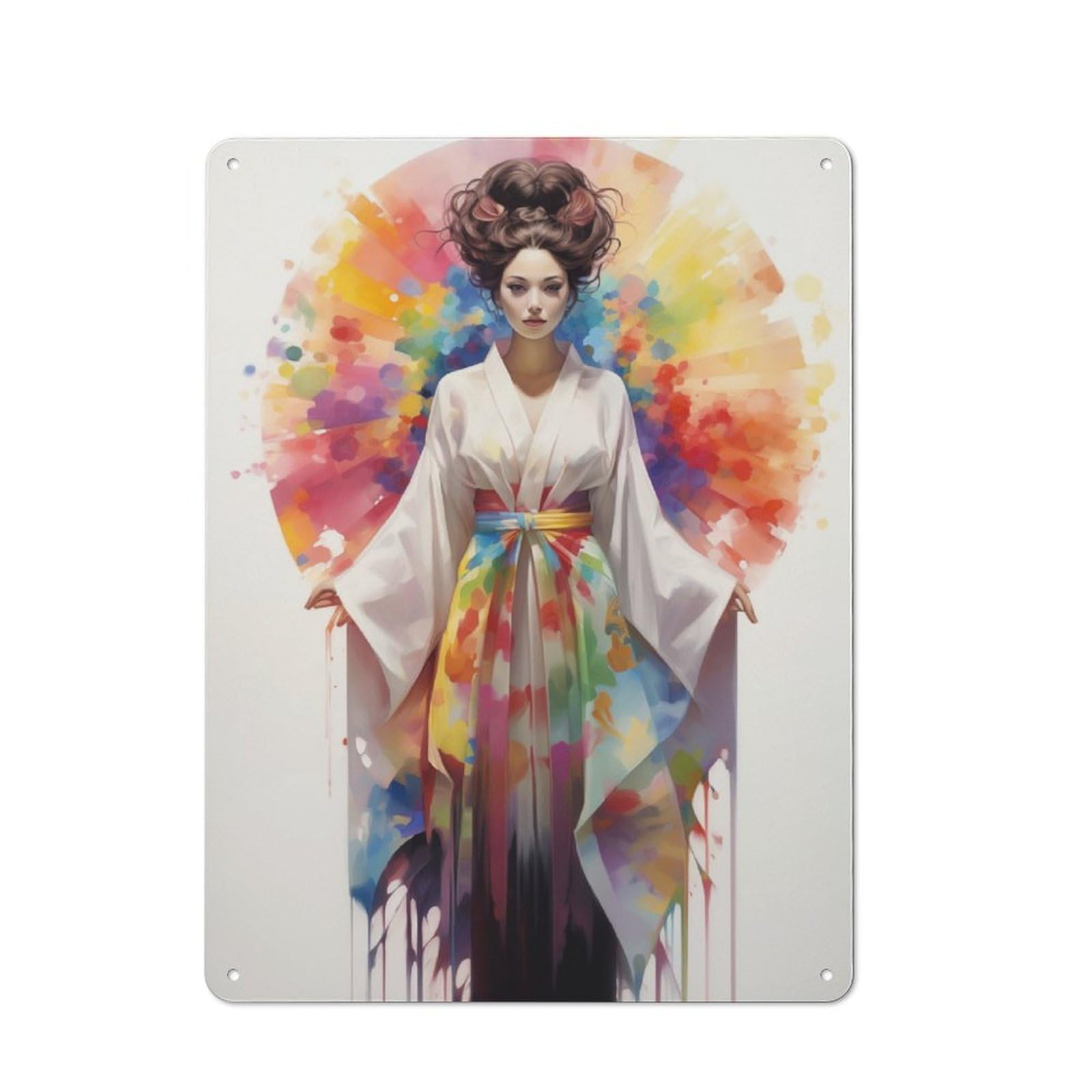 Junmoney Rainbow Geisha Retro Tin Wall Plaque 40X30cm For Dining Room Or Kitchen, For Home Decor Collectors
