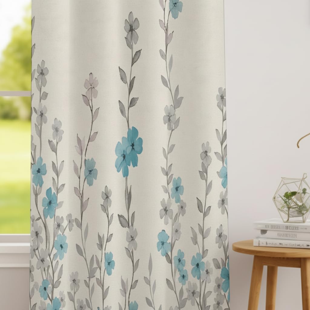 STITCHNEST 'Floréa Series' Premium Satin Room Darkening Curtains 7 Feet Long Set of 2 | Door Curtain 7 x 4 Feet | Blocks 70–80% Light | Ideal for Bedroom, Living Room & Home Décor discount deal