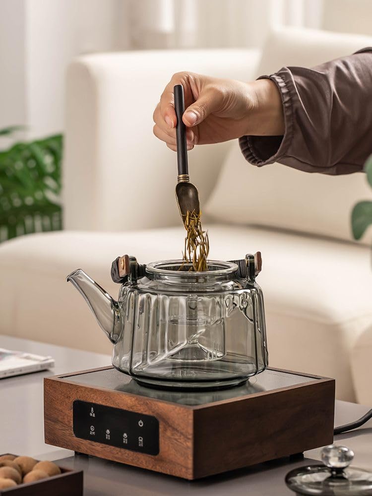 HQHYGM DFSHGDF932-TEASET wysokiej klasy elektryczna kuchenka ceramiczna z drewna orzechowego czajnik do herbaty 2024 w nowym stylu czajnik do herbaty Przenośny czajnik elektryczny z palnikiem,