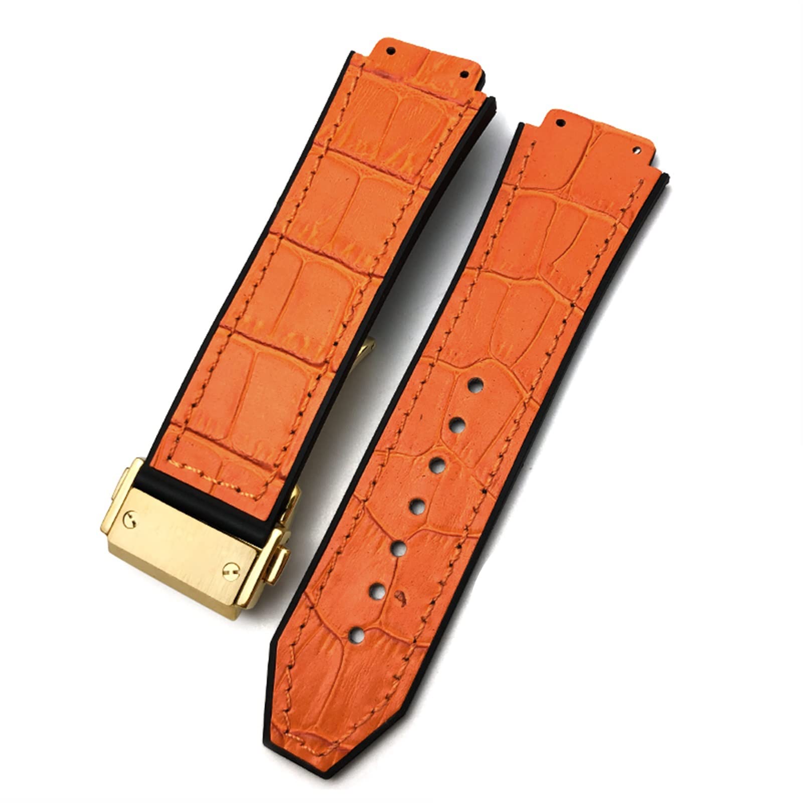 Bracelet montre Hublot 22mm cuir de vachette véritable et silicone CZKE