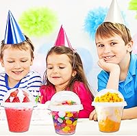 Vista 5 de Szsrcywd 50 paquetes de 9 onzas de vasos de plástico transparente, vasos desechables para postres con tapas de cúpula sin agujero, vaso de PET