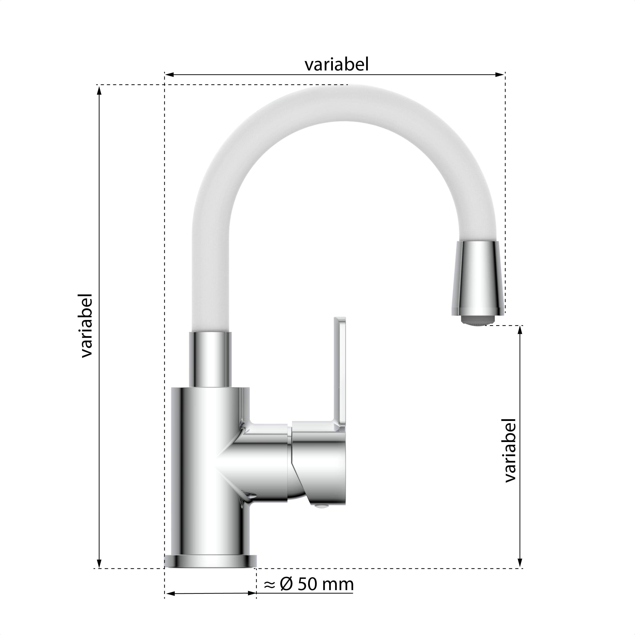 EISL FLEXO NI075FLCRW - Grifo para lavabo (caño flexible, color blanco)