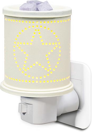 Miniatura 1 de CVHOMEDECO. Calentador eléctrico de cera derretida de pared, estrellas perforadas, calentador de tarta de metal, calentador de velas decorativas