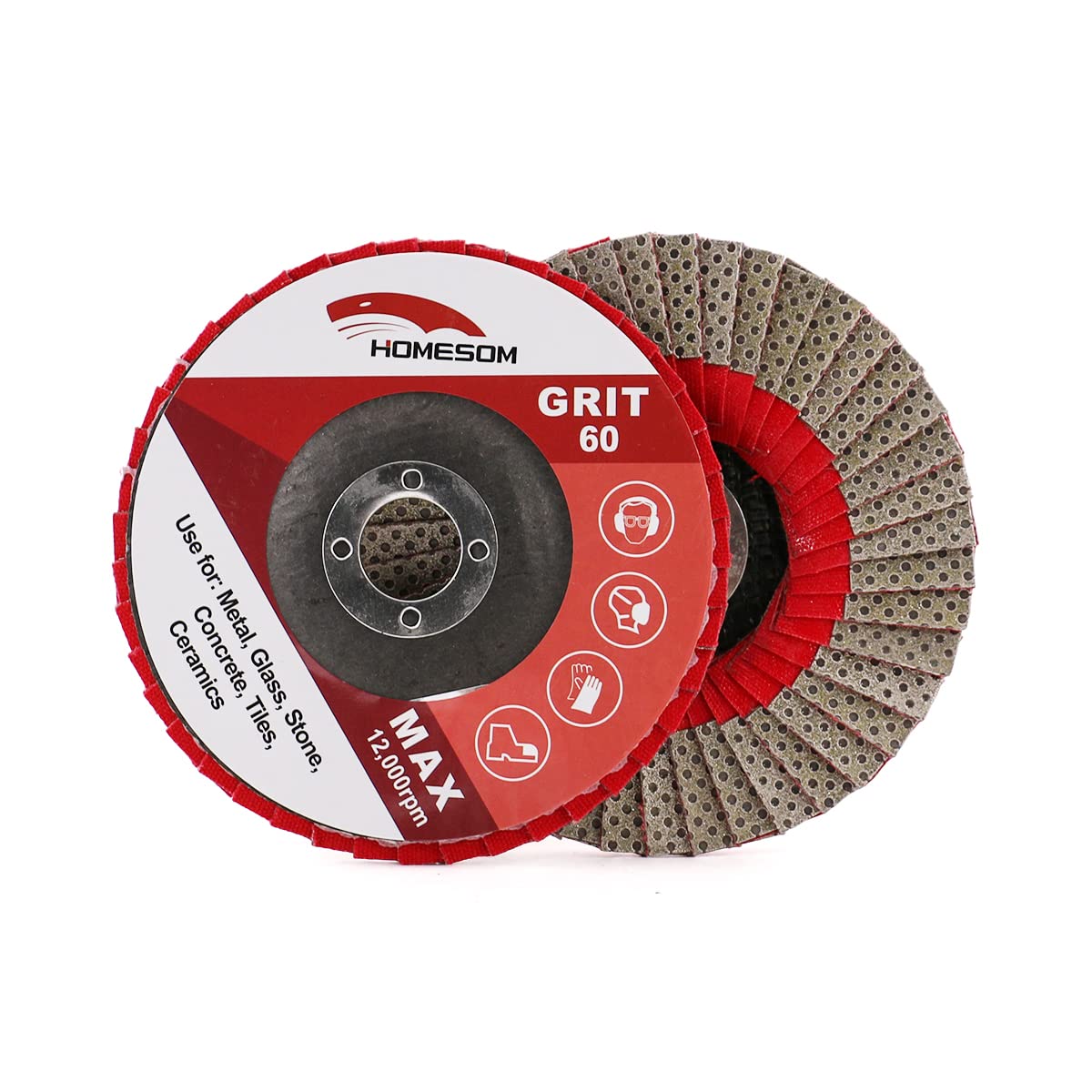HOMESOM 4" Diamond Grinding Wheel Flap Disc,100mm Angle Grinder Sanding Disc Stone Metal Plastic Abrasive Tool Grit 60