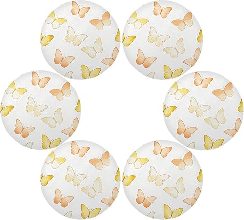 Miniatura 3 de Dreamy Yellow Butterflies Place mats for Round Table platemate 15x15 in manteles para comedor