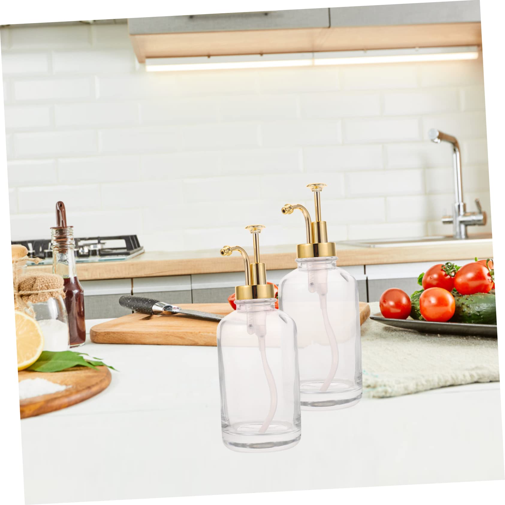 PartyKindom Glass Lotion Bottle Pump Honey Dispenser Stainless Steel Syrup Pump for Kitchen Home