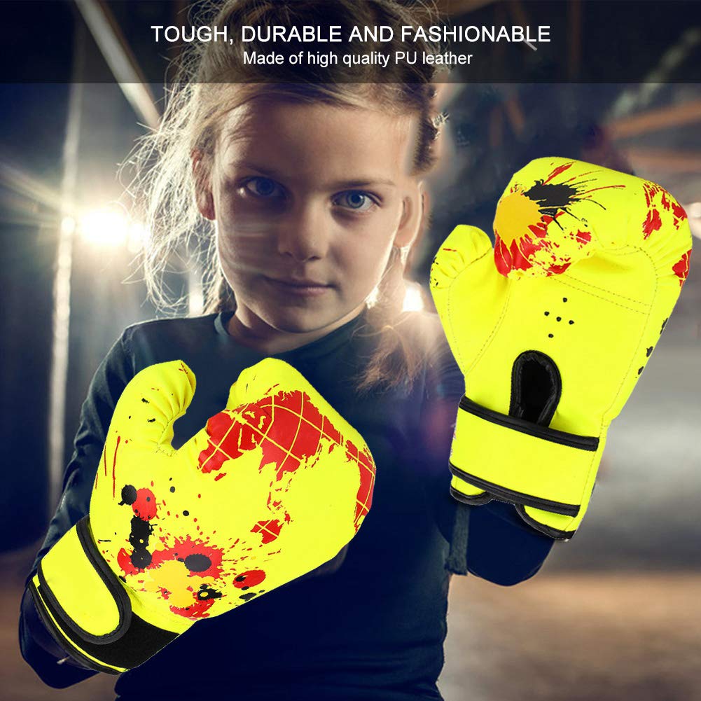 Guanti Da Boxe Per Bambini 3-10 Anni – Pelle PU, Imbottitura EVA, Chiusura A Strappo, Ideali Per Kickboxing E MMA