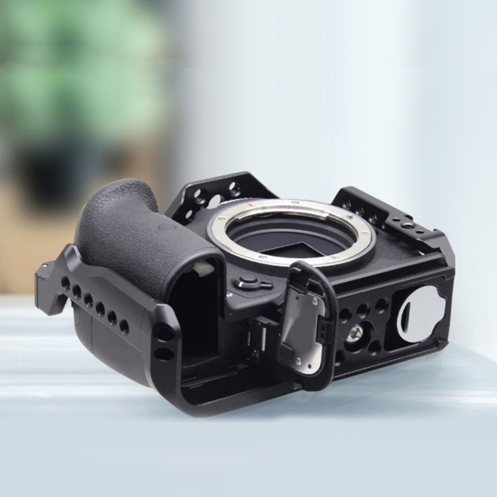 Jaula para cámara réflex digital Moiunt con agujeros roscados de 1/4 y 3/8 más ranuras de zapata fría para flexibilidad de accesorios, jaula de aluminio