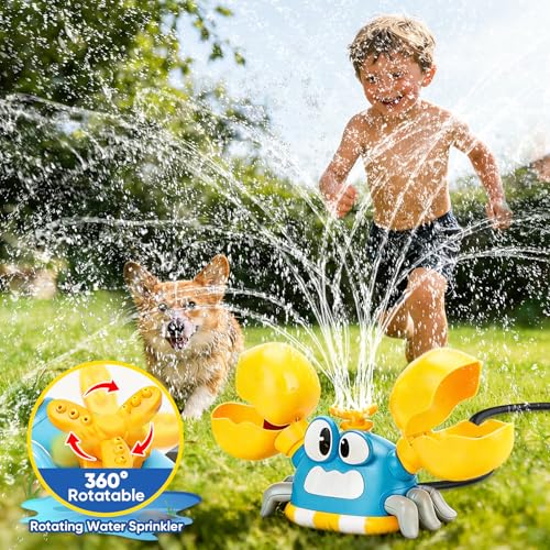 Image of Water Sprinkler for Kids Toddlers, 4 in 1 Crab Sprinklers for Yard with 3 Spray Patterns & 4 Bean Bags for Toss Game, Kids Sprinklers for Outside Backyard, Summer Toys Water Fun for Kids 3 4 5 6 7 8