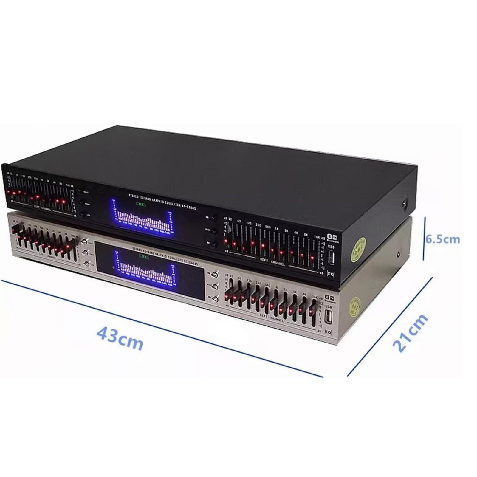 HiFi Audio Equalizer - Professioneller digitaler Grafik-Equalizer mit integriertem Bluetooth- und LED-Spektrum-Display, inklusive Fernbedienung und dynamischem Rhythmus-Tuner für Studio- und