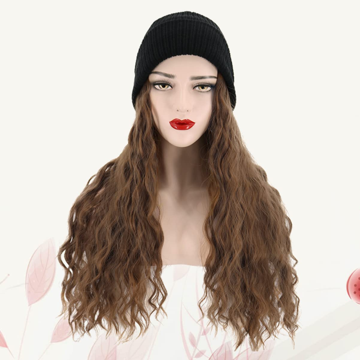 Ipetboom Natural Looking Women Wig Hat Stylish Beanie Wig Cover Hair Accessories for Women (-105)