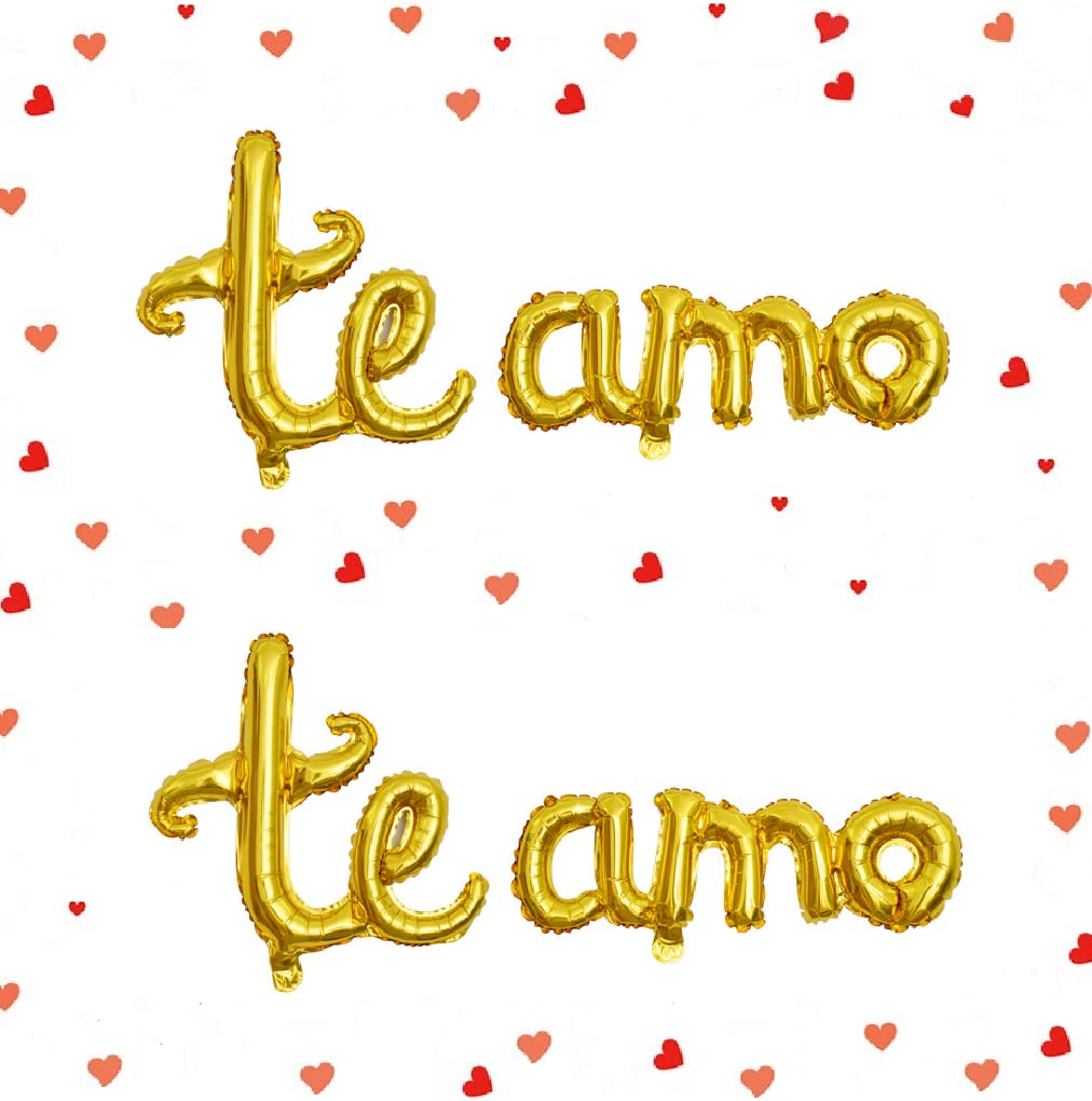 2 Sets Spanish I Love You Te Amo Banners Balloons - Mother's Day Father's Day Gold Te Amo Balloon Letters for Spain Couples Son Daughter Mom Dad Day