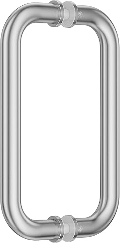 Ranbo Manija tubular de puerta de ducha de níquel cepillado de 8 pulgadas (CTC), acero inoxidable 304 de 14 a 12 pulgadas de grosor y puertas de